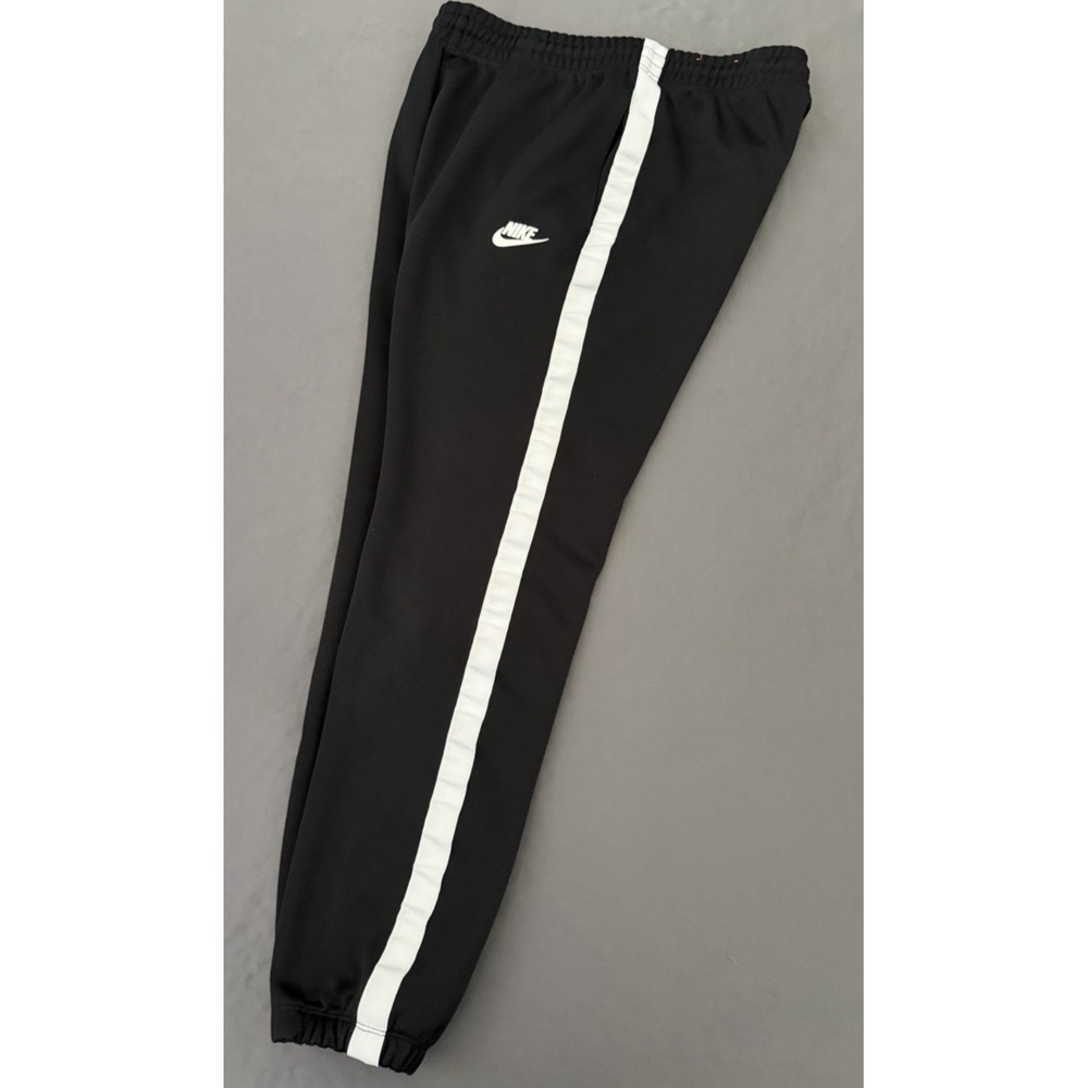 Nike Jogger Pants Mens Size Medium Black White Stripe Pocket Drawstring Athletic